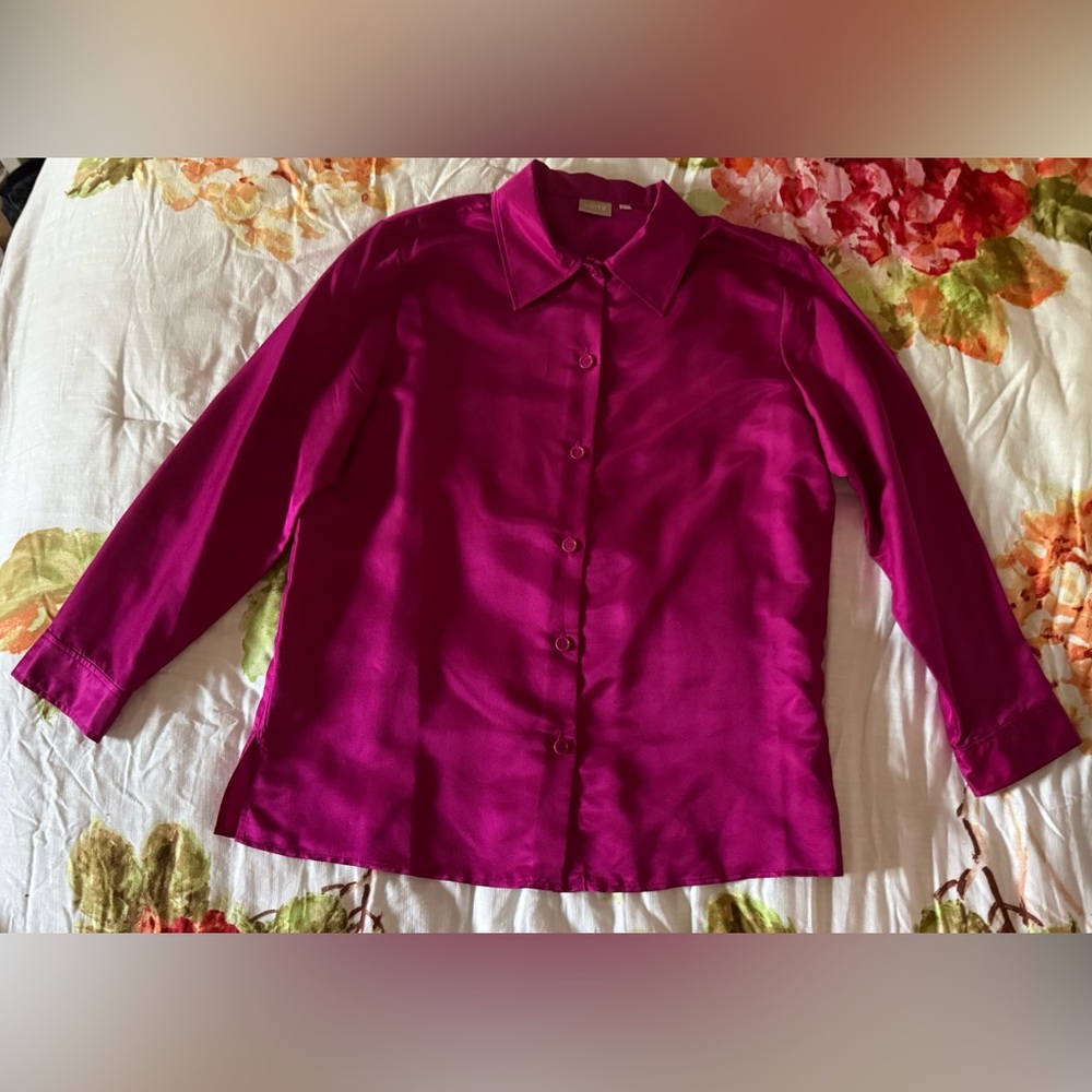 Finity Naturals Silk Magenta Button-Down Shirt size large